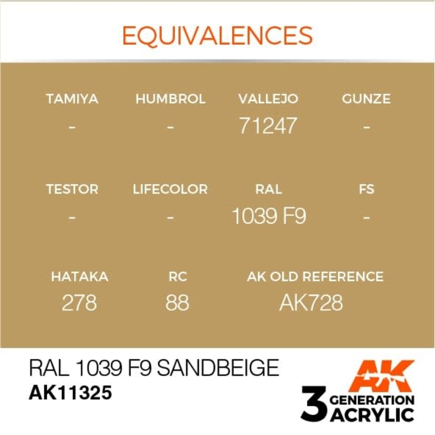 AK Interactive AK11325 3G AFV RAL 1039 F9 Sandbeige 17ml