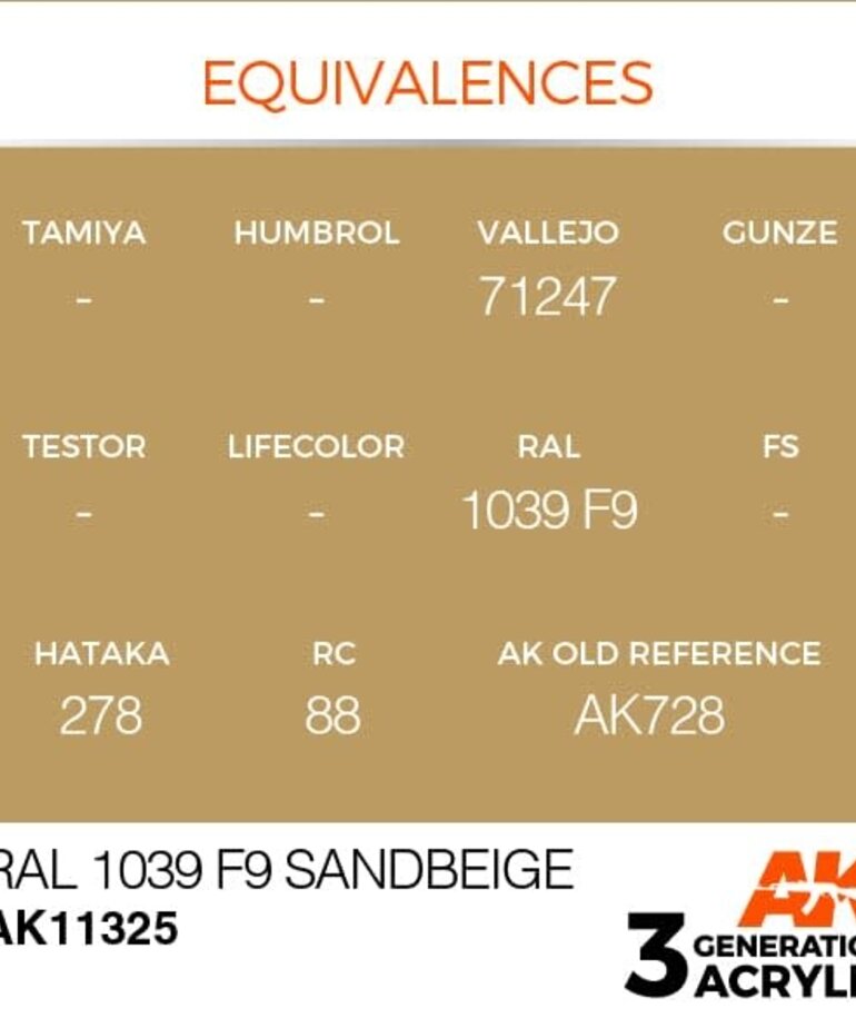 AK Interactive AK11325 3G AFV RAL 1039 F9 Sandbeige 17ml