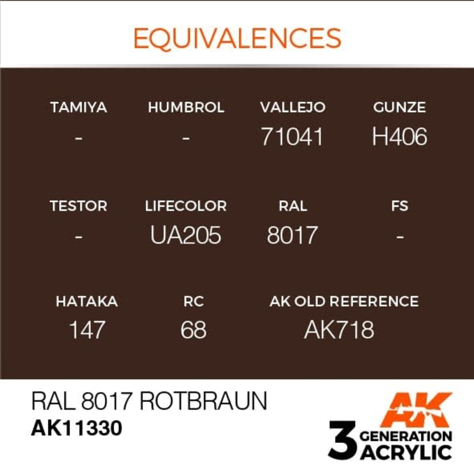 AK Interactive AK11330 3G AFV RAL 8017 Rotbraun 17ml
