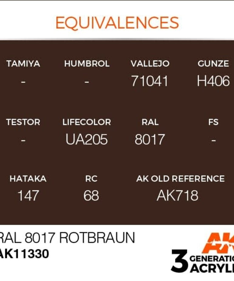 AK Interactive AK11330 3G AFV RAL 8017 Rotbraun 17ml