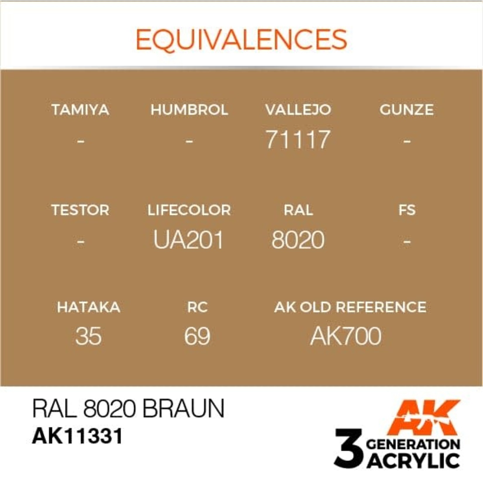 AK Interactive AK11331 3G AFV RAL 8020 Braun 17ml