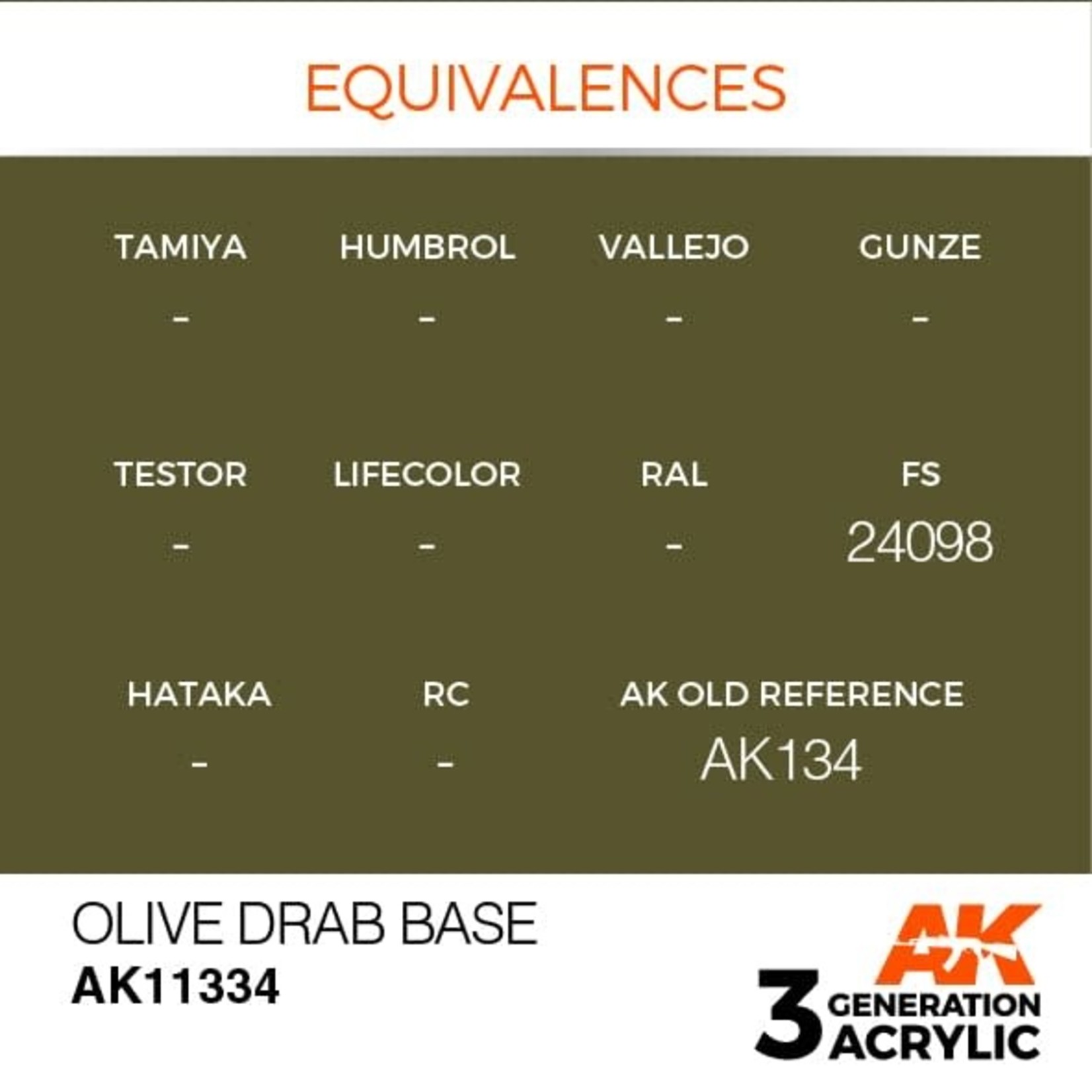 AK Interactive AK11334 3G AFV Olive Drab Base 17ml