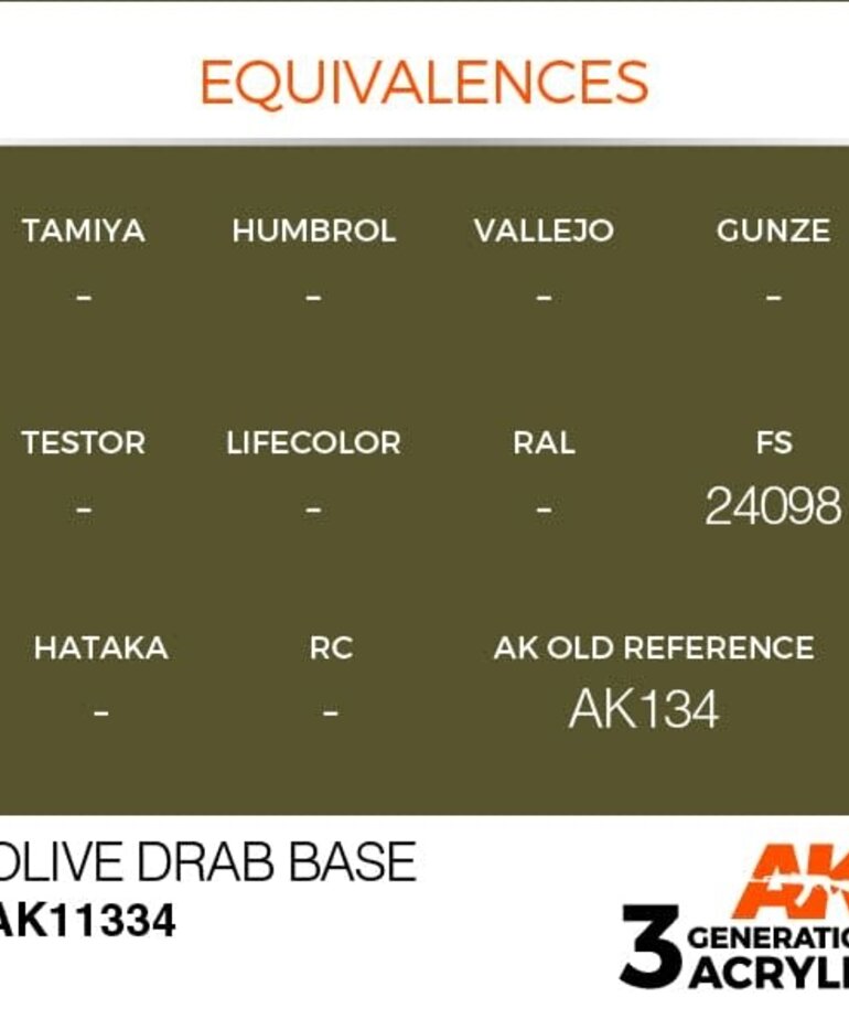 AK Interactive AK11334 3G AFV Olive Drab Base 17ml