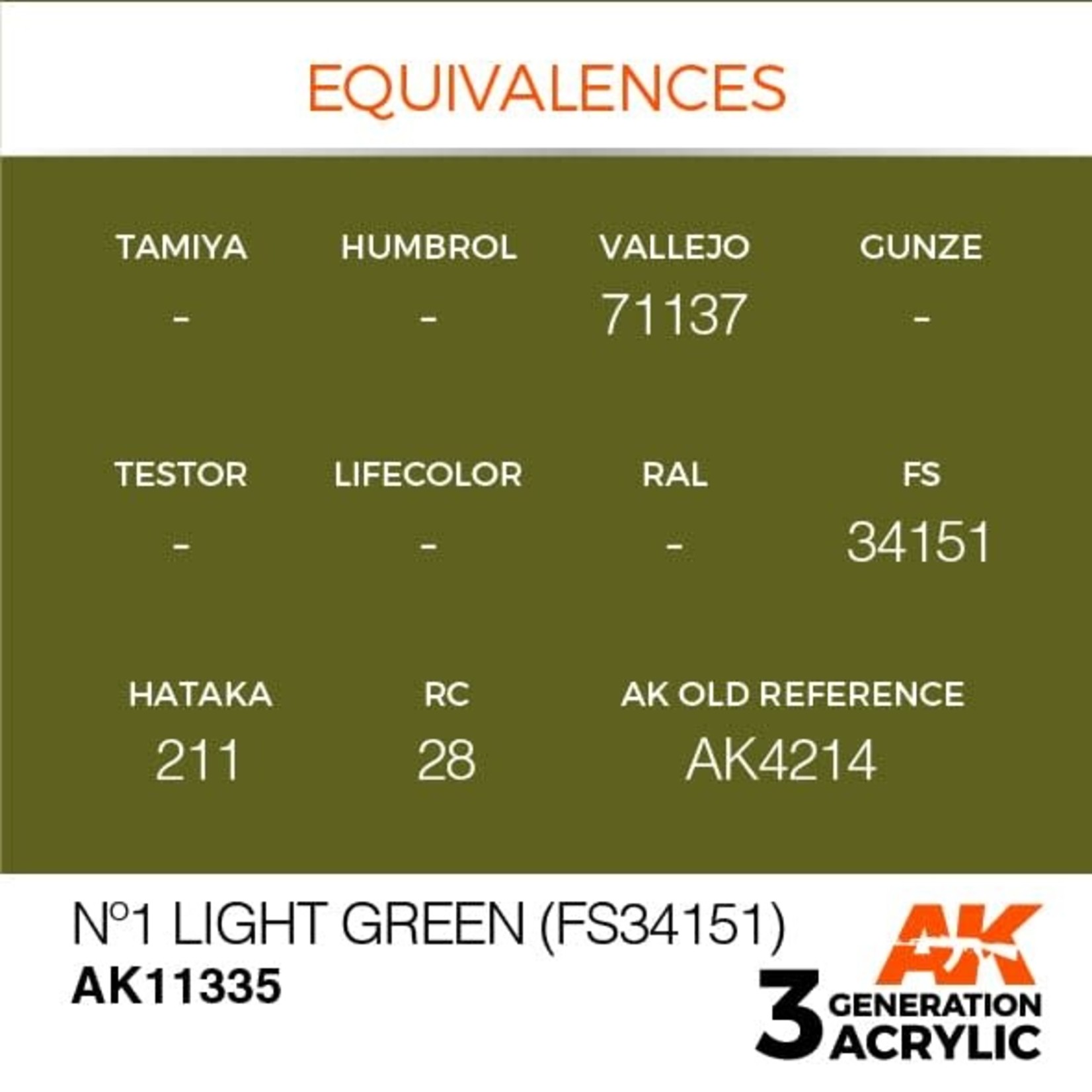 AK Interactive AK11335 3G AFV No1 Light Green (FS34151) 17ml