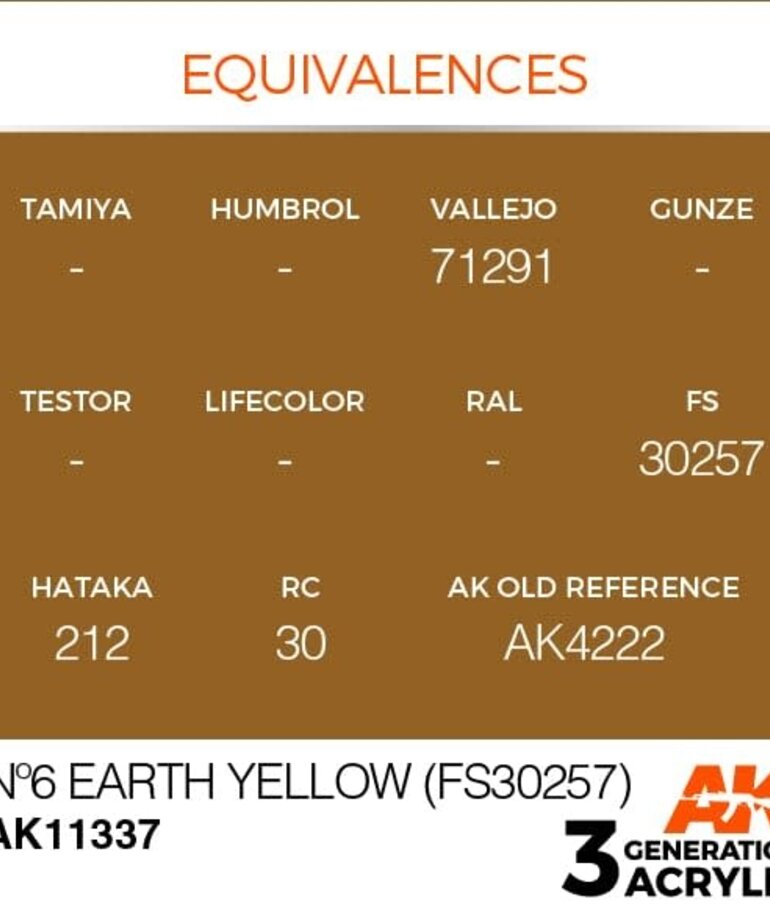 AK Interactive AK11337 3G AFV No6 Earth Yellow (FS30257) 17ml