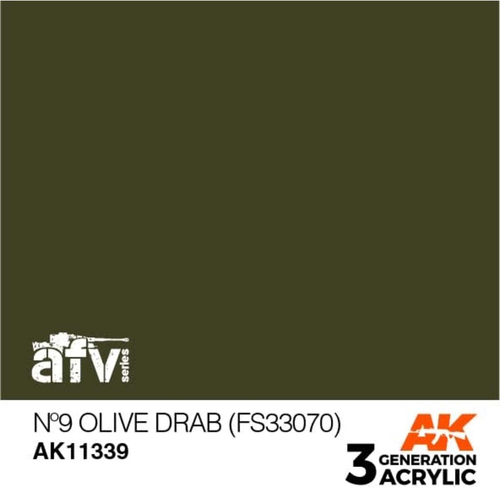 AK Interactive AK11339 3G AFV No9 Olive Drab (FS33070) 17ml