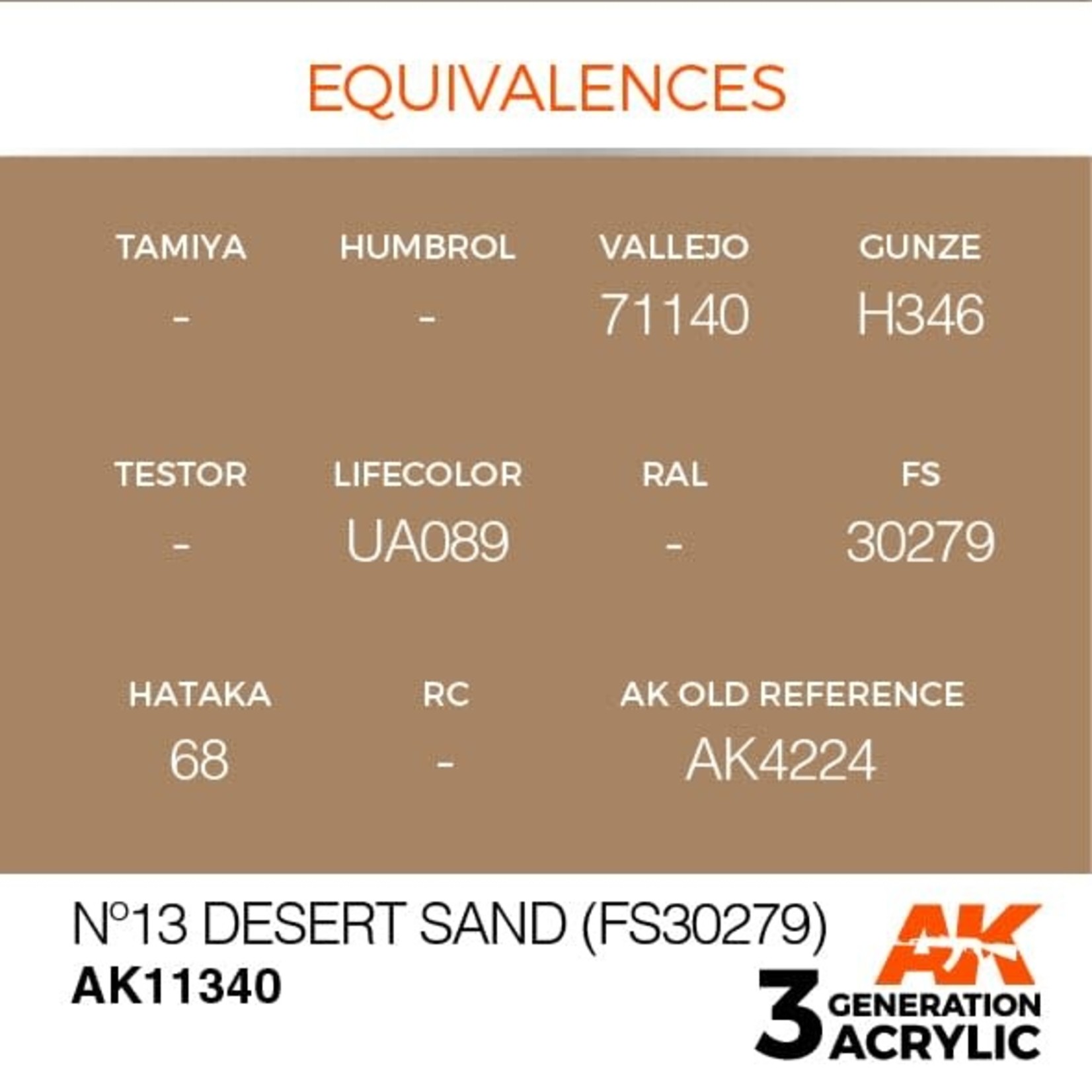 AK Interactive AK11340 3G AFV No13 Desert Sand (FS30279) 17ml