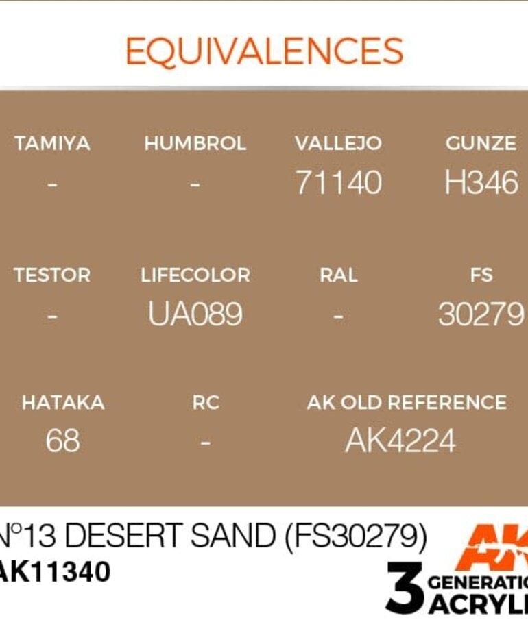 AK Interactive AK11340 3G AFV No13 Desert Sand (FS30279) 17ml