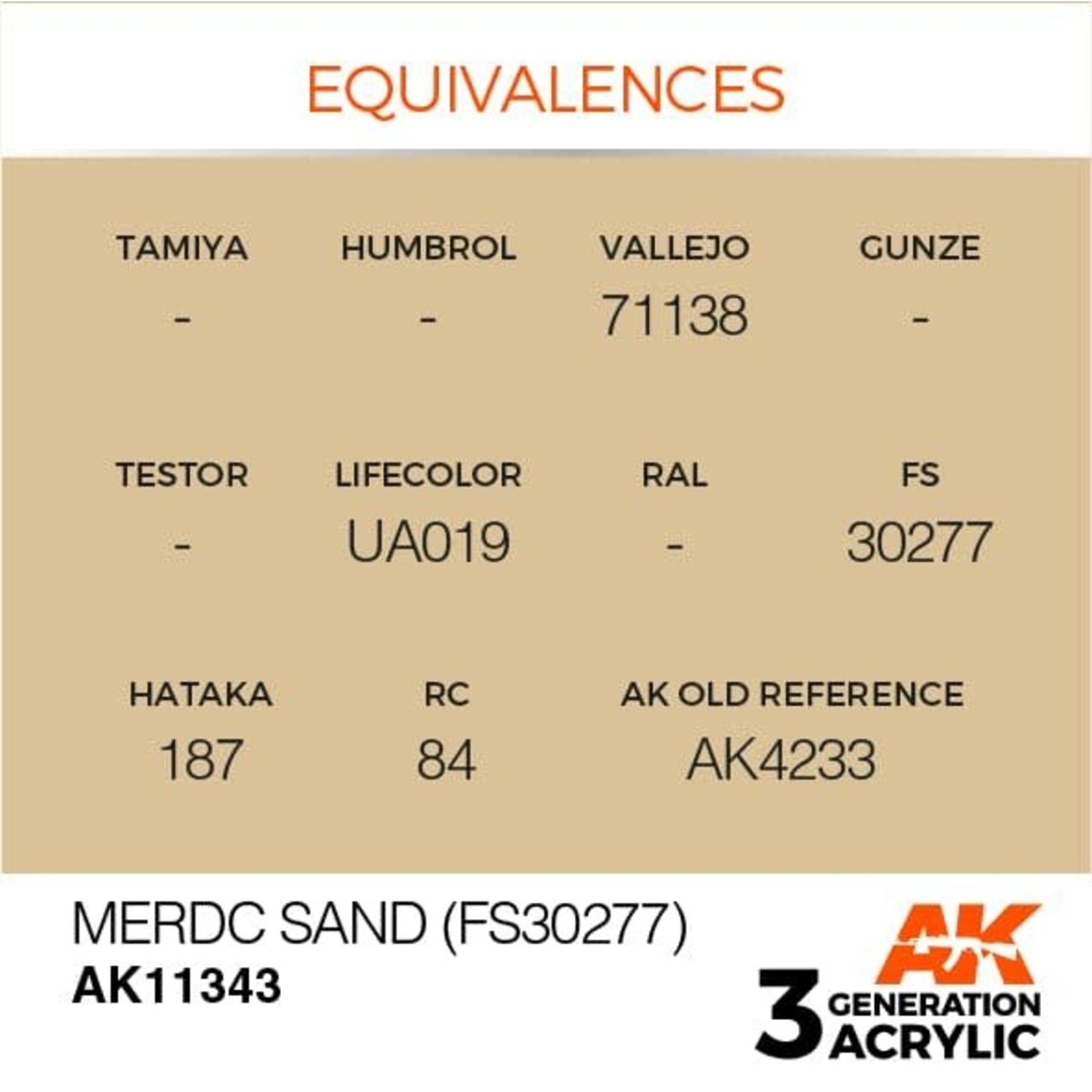 AK Interactive AK11343 3G AFV MERDC Sand (FS30277) 17ml