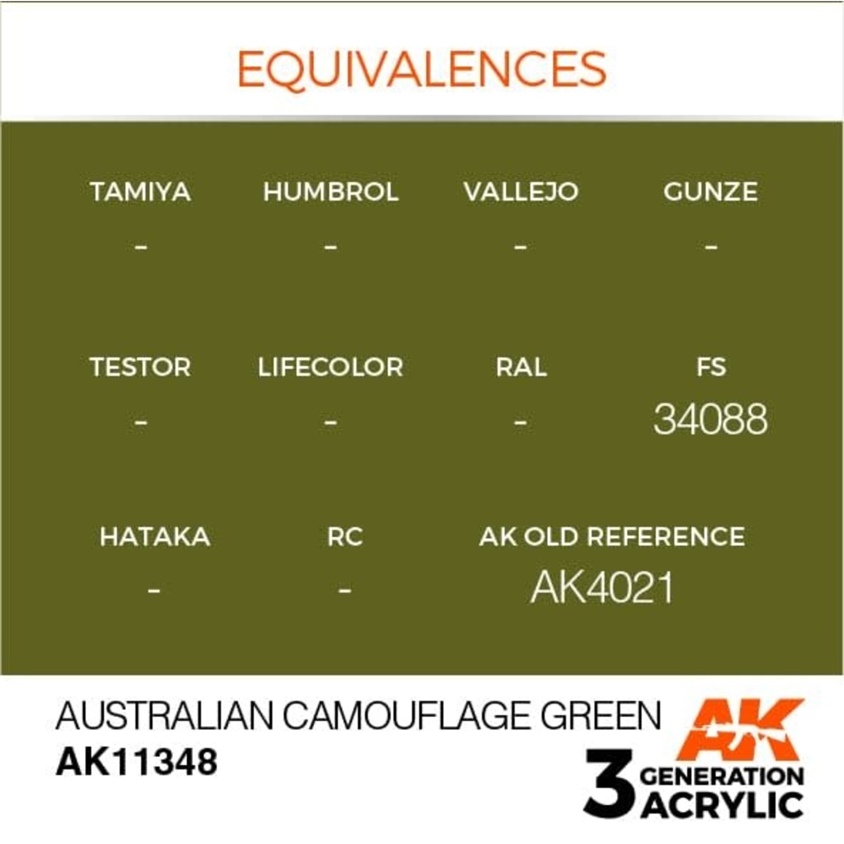 AK Interactive AK11348 3G AFV Australian Camouflage Green 17ml