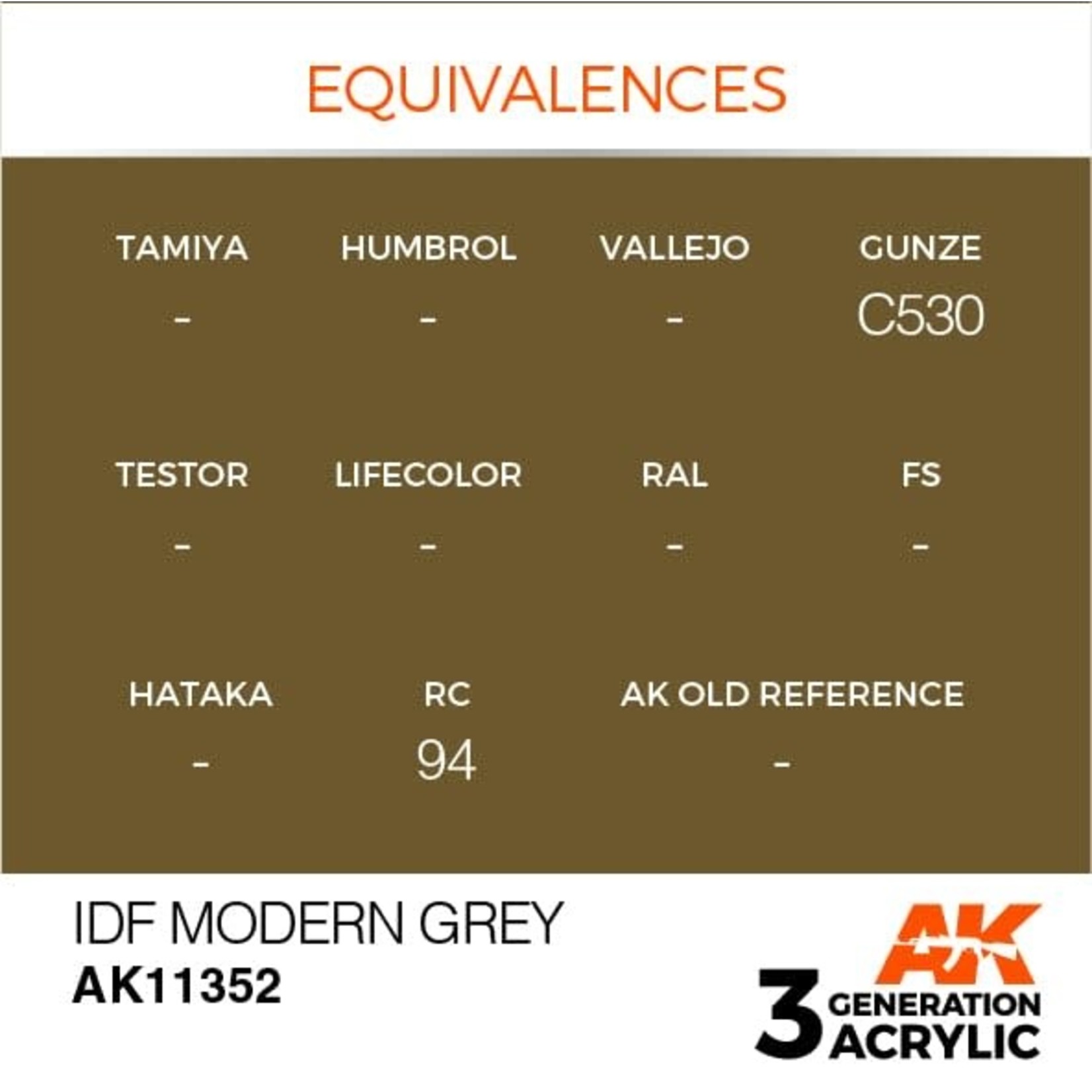 AK Interactive AK11352 3G AFV IDF Modern Grey 17ml