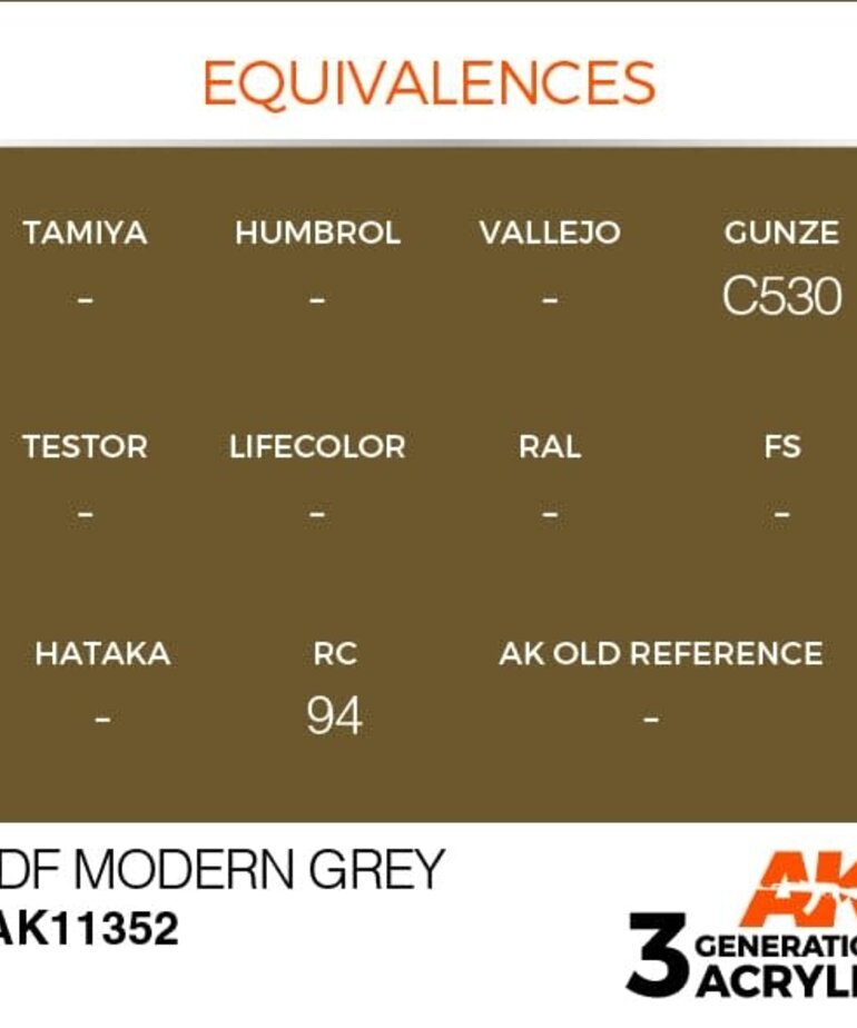 AK Interactive AK11352 3G AFV IDF Modern Grey 17ml