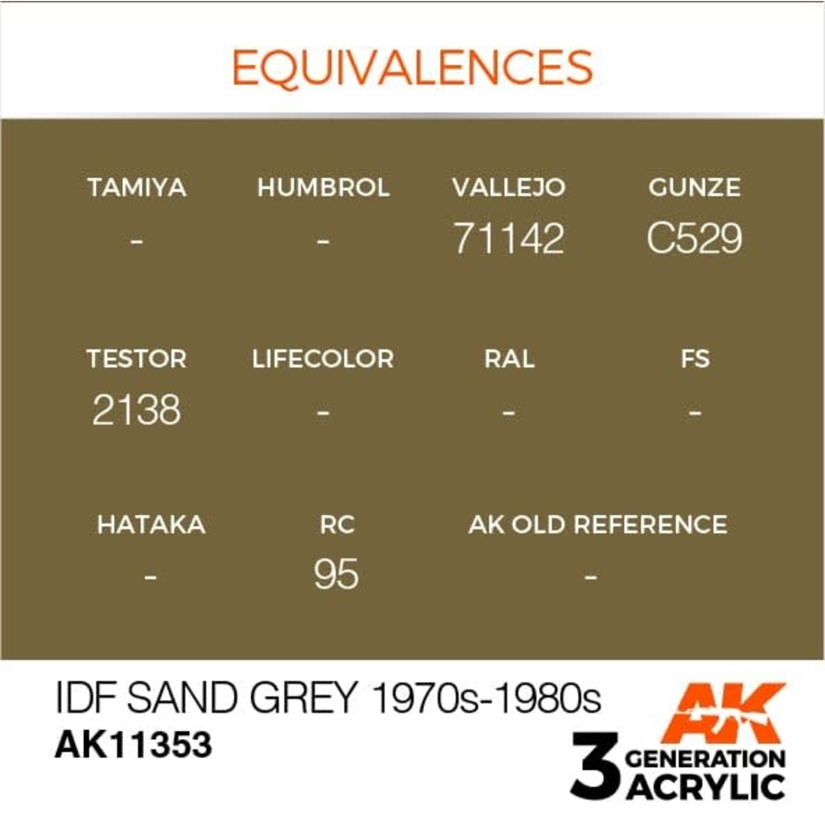 AK Interactive AK11353 3G AFV IDF Sand Grey 1970s-1980s 17ml