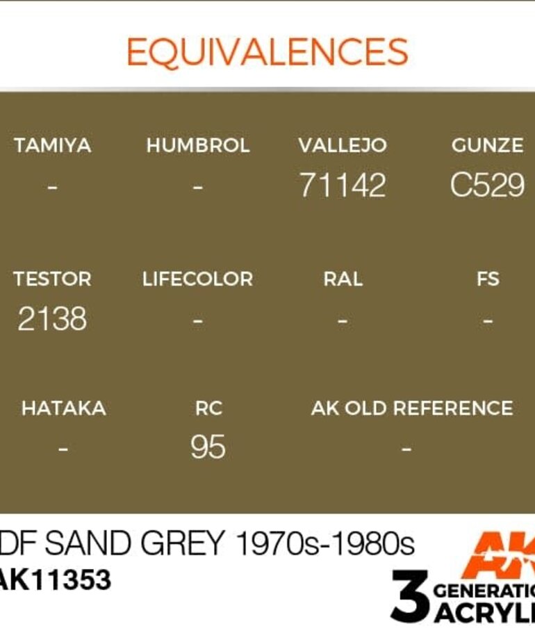 AK Interactive AK11353 3G AFV IDF Sand Grey 1970s-1980s 17ml