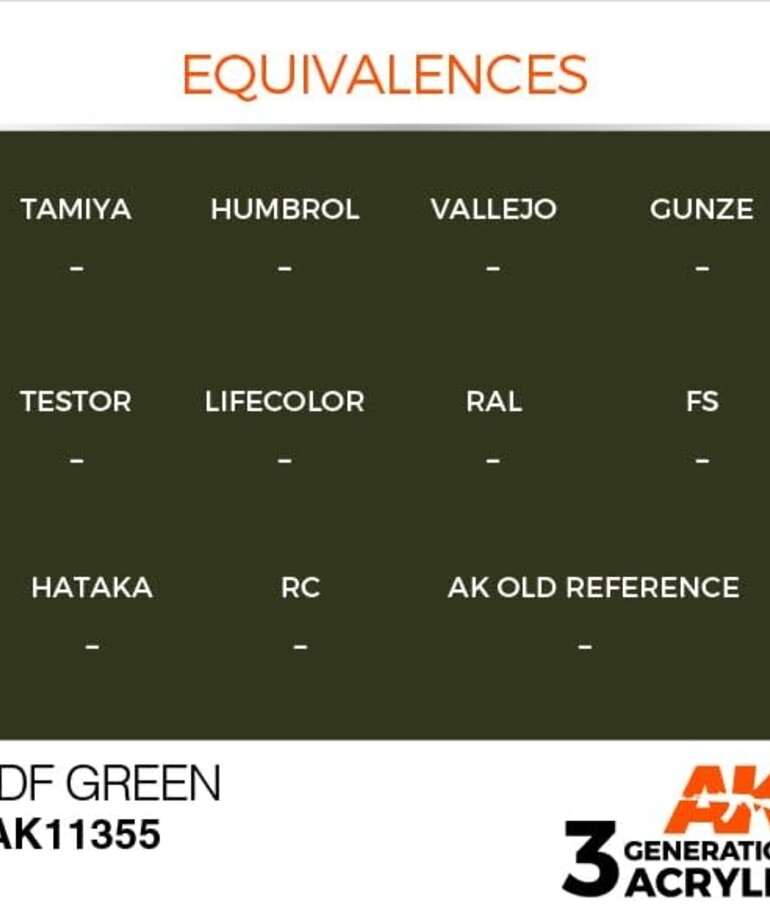 AK Interactive AK11355 3G AFV IDF Green 17ml