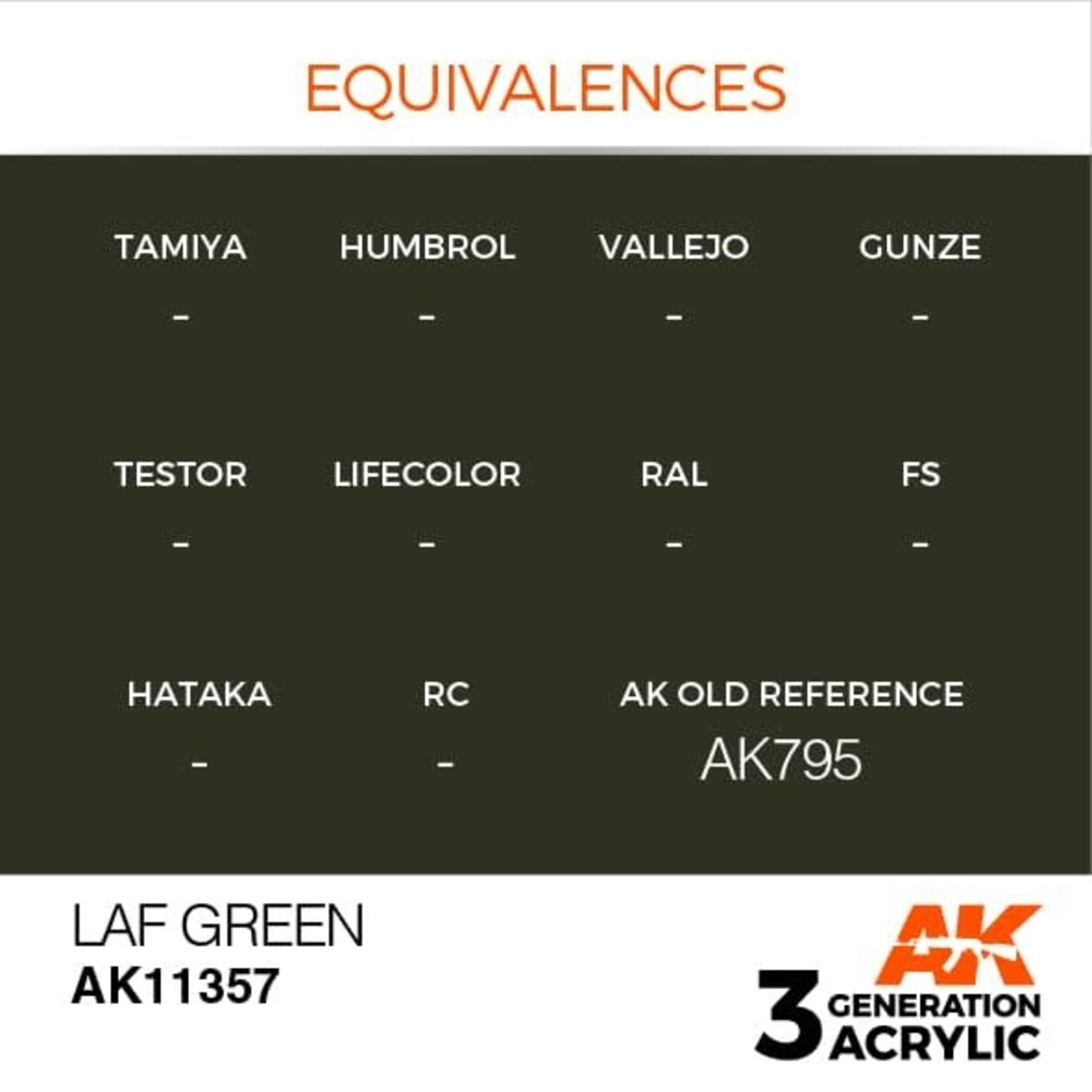 AK Interactive AK11357 3G AFV LAF Green 17ml