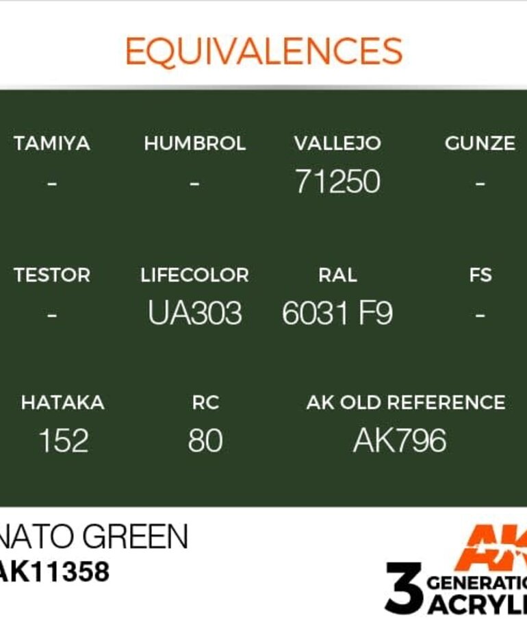 AK Interactive AK11358 3G AFV NATO Green 17ml