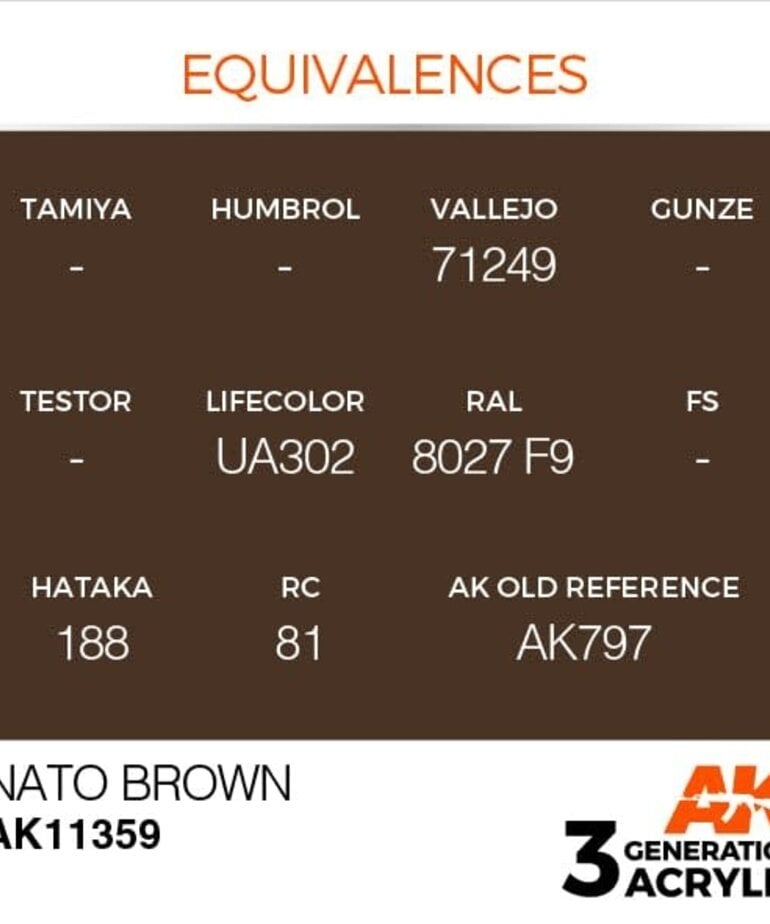 AK Interactive AK11359 3G AFV NATO Brown 17ml