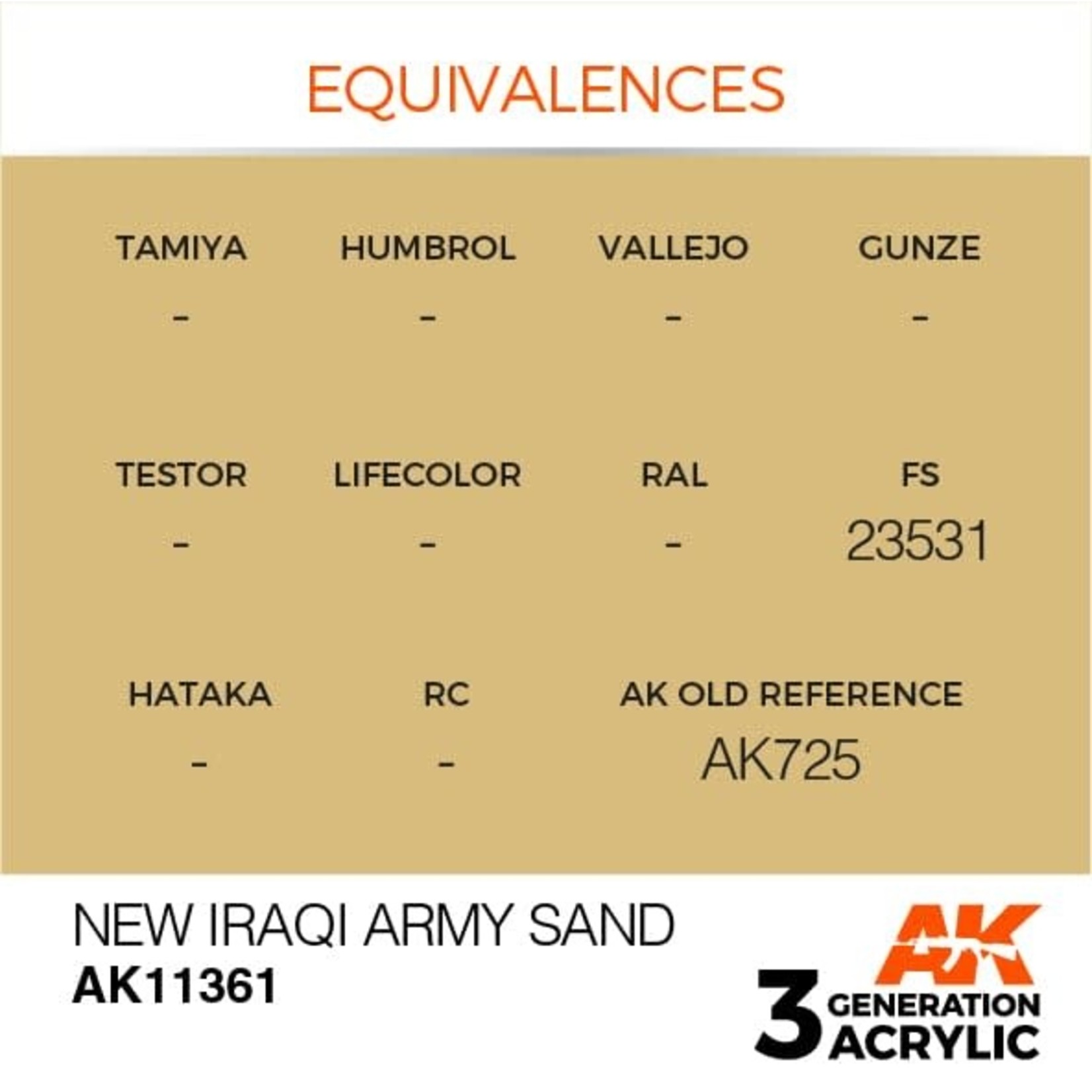 AK Interactive AK11361 3G AFV New Iraqi Army Sand 17ml