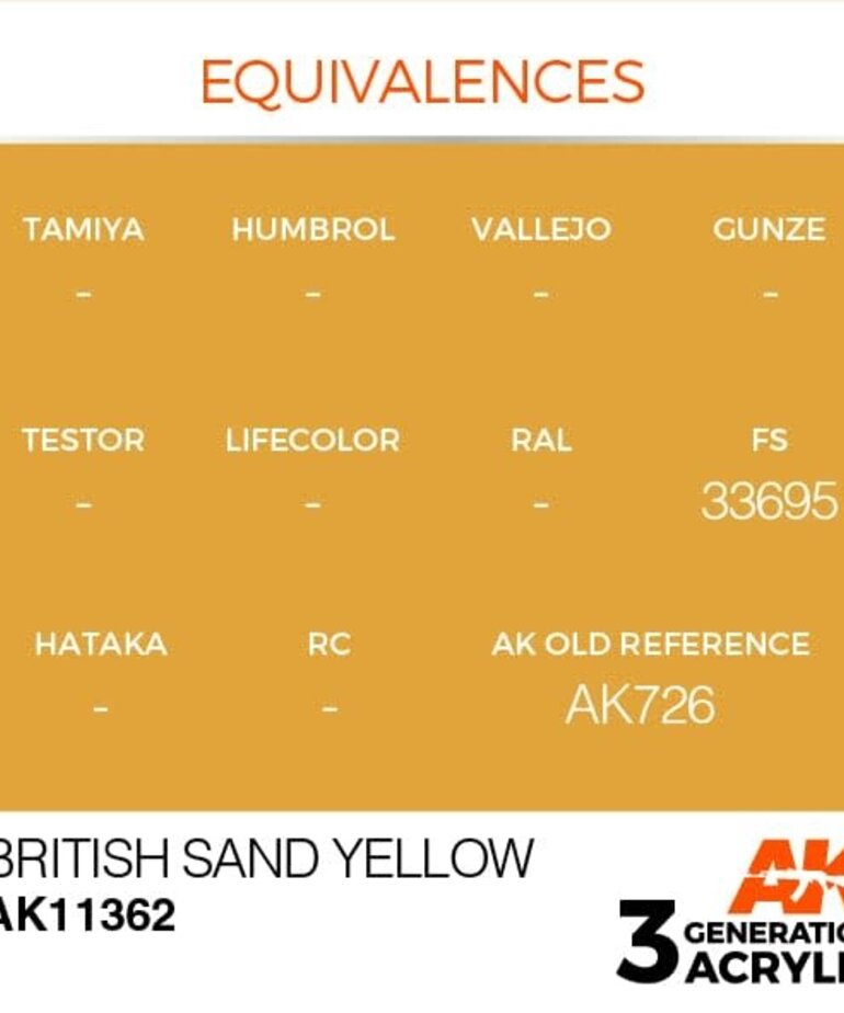AK Interactive AK11362 3G AFV British Sand Yellow 17ml