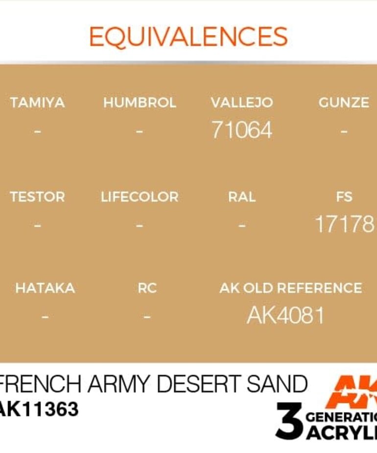 AK Interactive AK11363 3G AFV French Army Desert Sand 17ml