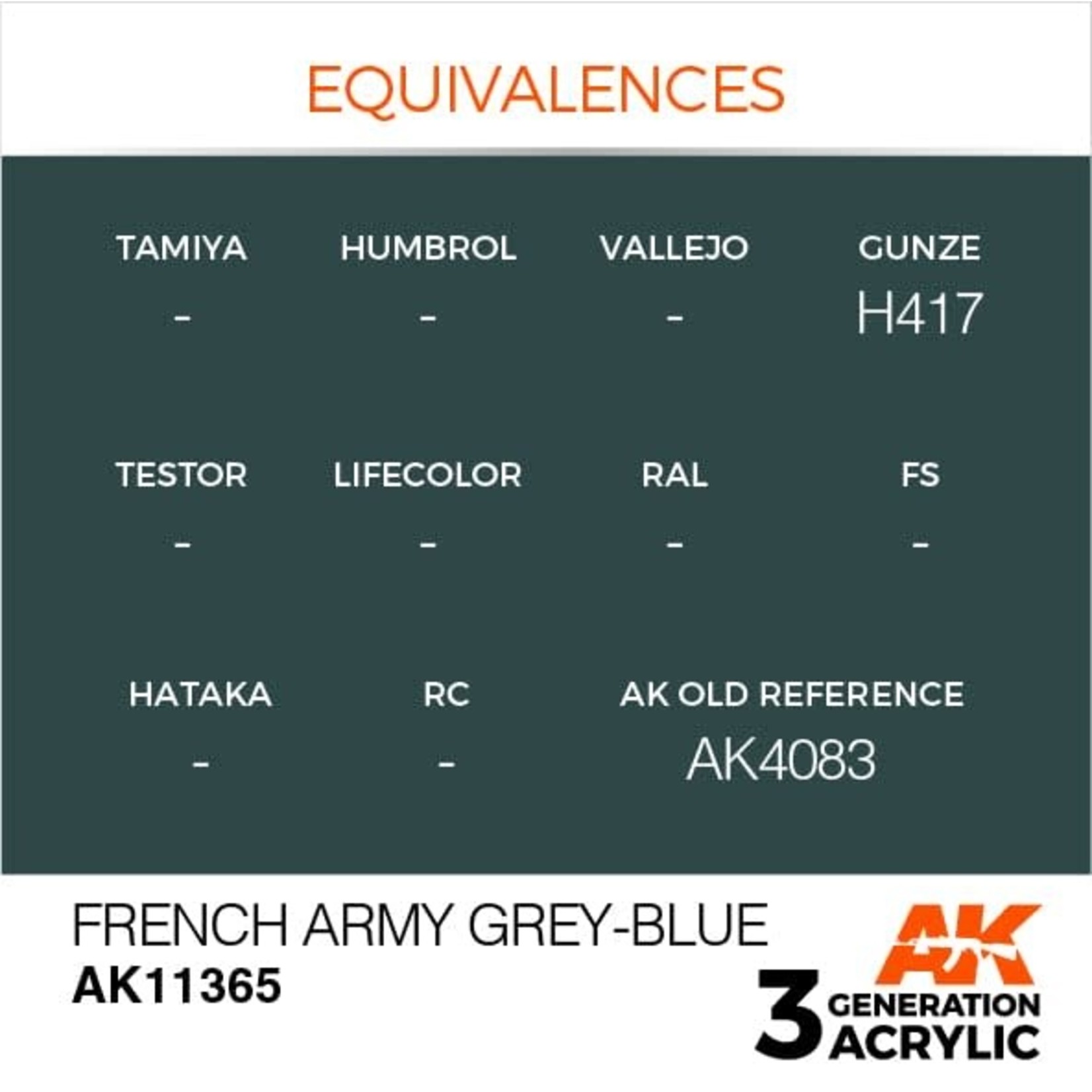 AK Interactive AK11365 3G AFV French Army Grey-Blue 17ml