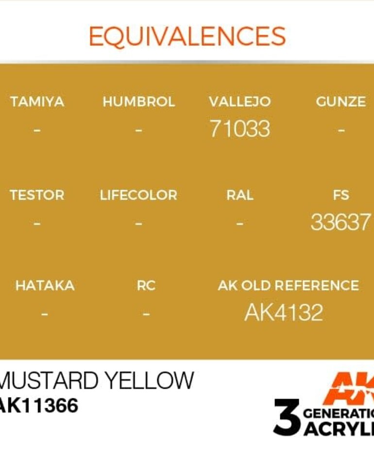 AK Interactive AK11366 3G AFV Mustard Yellow 17ml