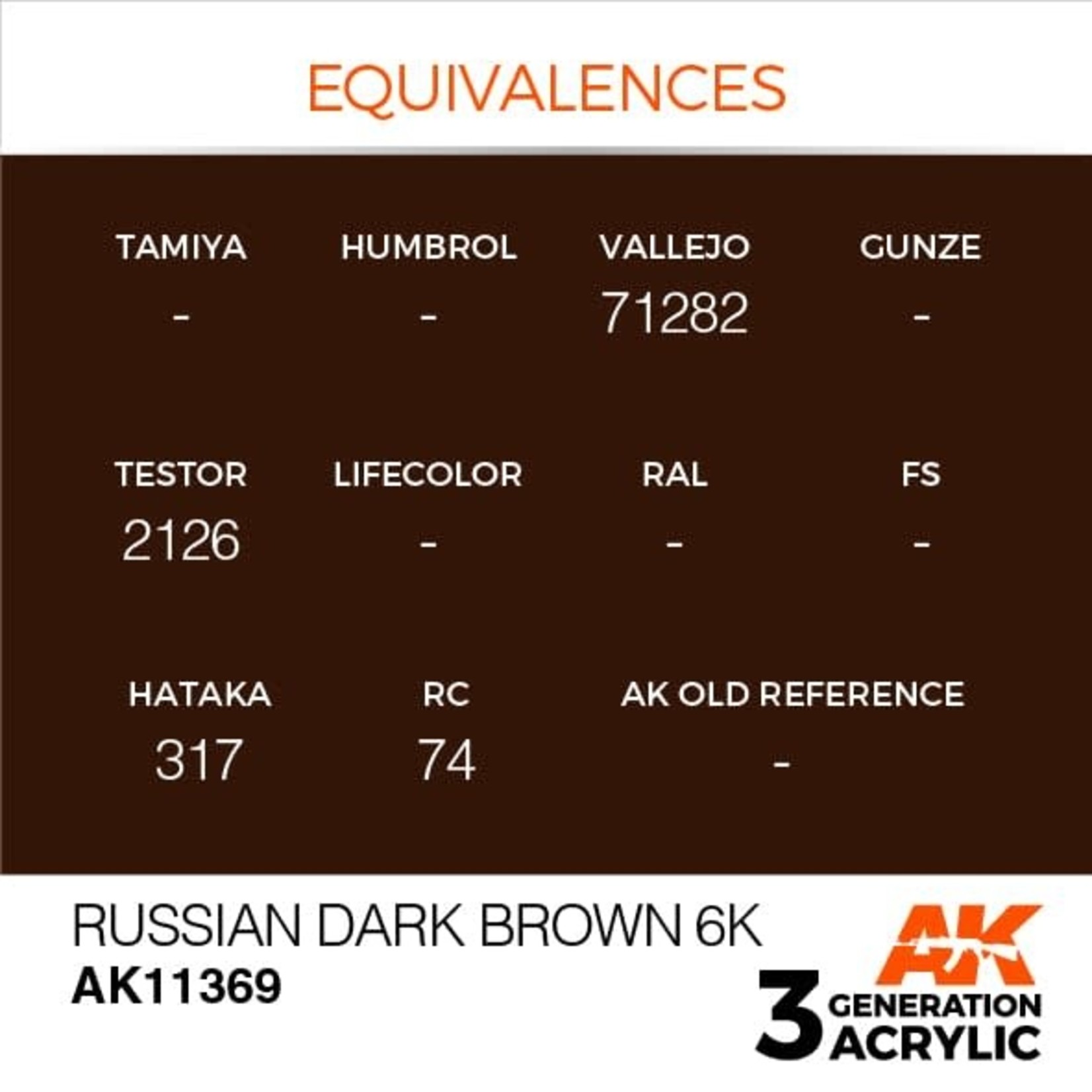 AK Interactive AK11369 3G AFV Russian Dark Brown 6K 17ml