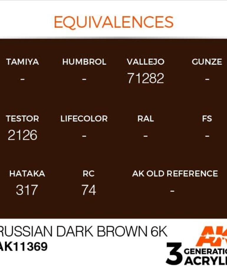 AK Interactive AK11369 3G AFV Russian Dark Brown 6K 17ml