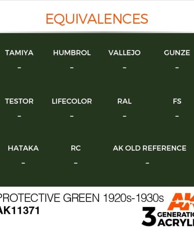 AK Interactive AK11371 3G AFV Protective Green 1920s-1930s 17ml