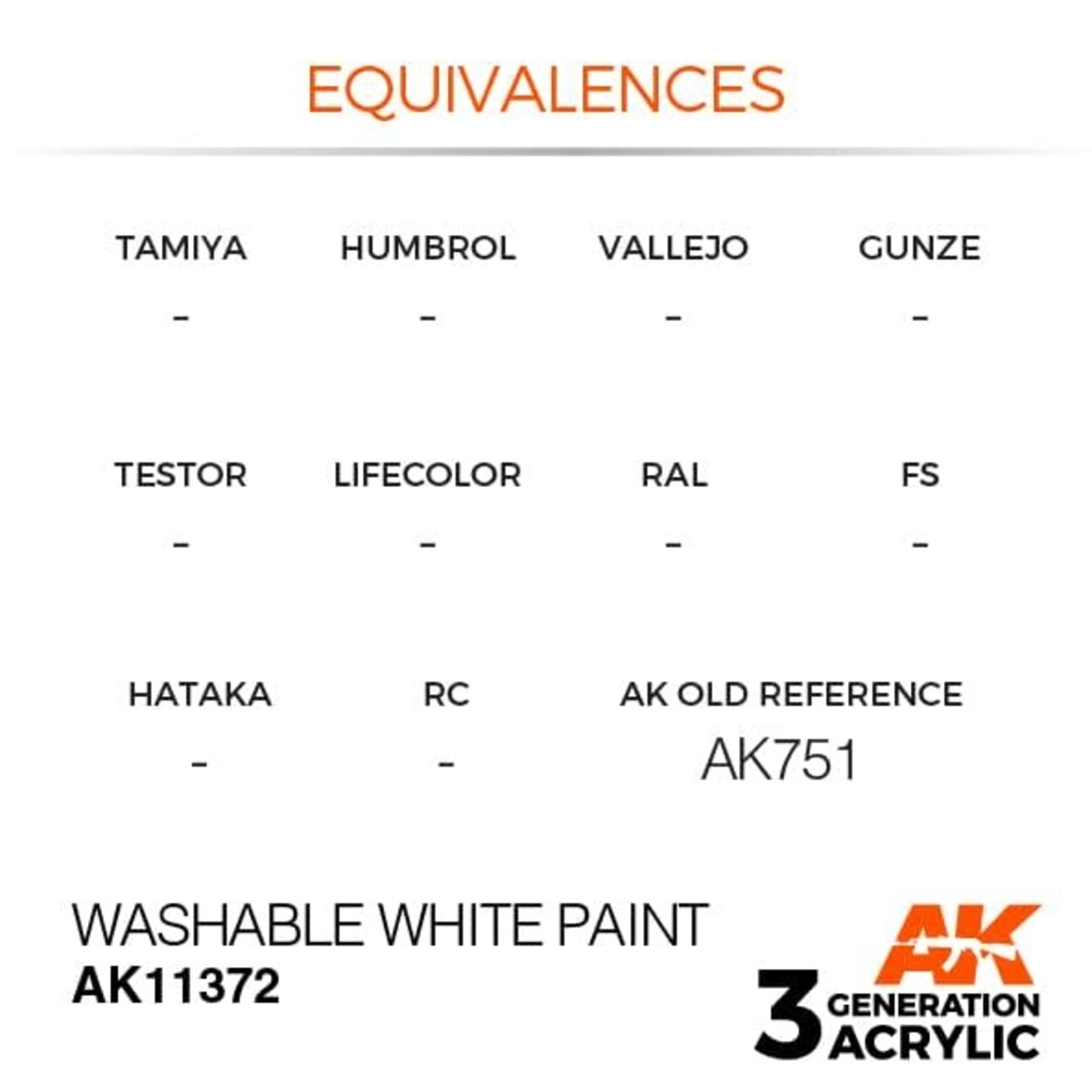 AK Interactive AK11372 3G AFV Washable White Paint 17ml