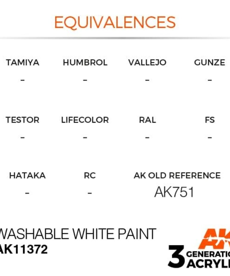 AK Interactive AK11372 3G AFV Washable White Paint 17ml