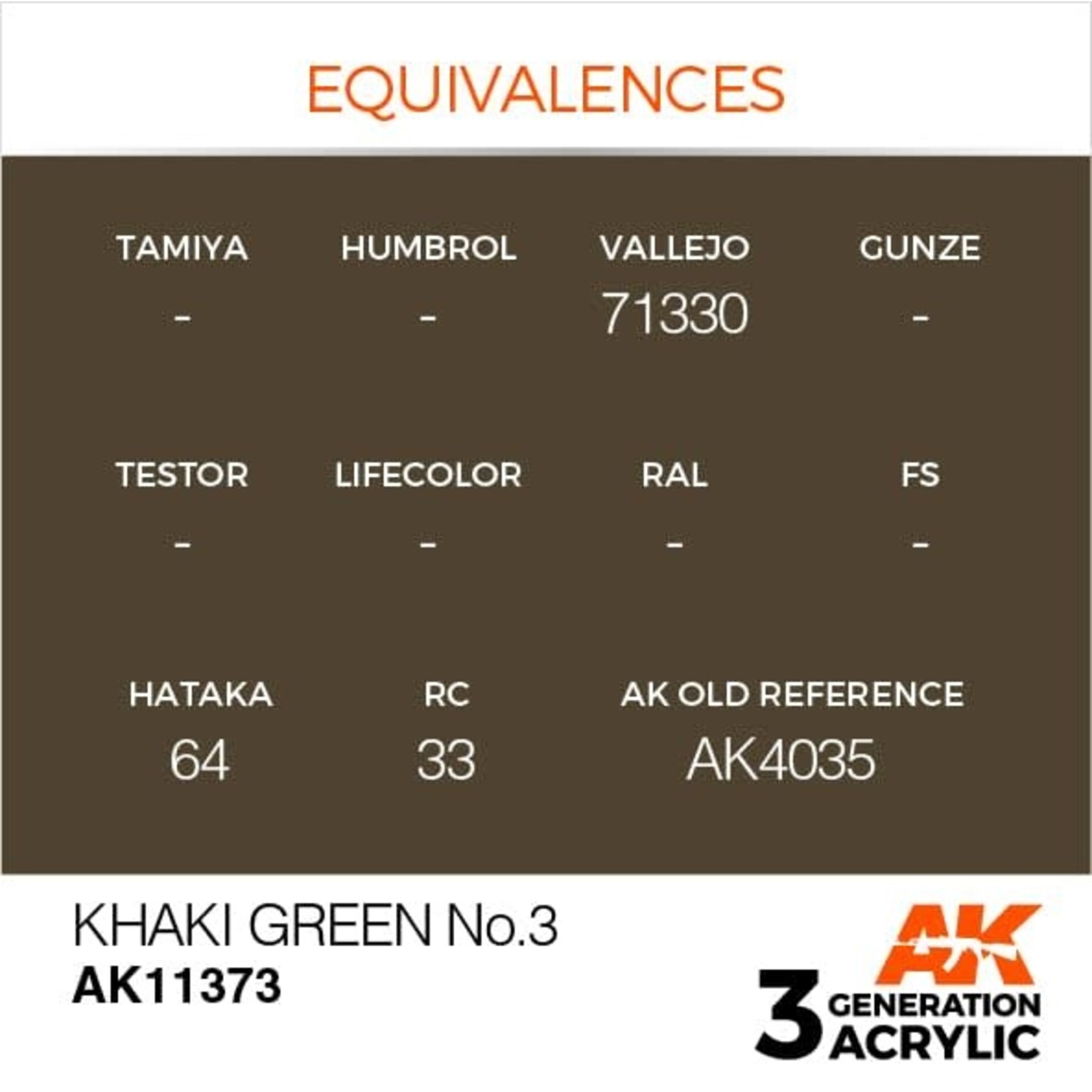 AK Interactive AK11373 3G AFV Khaki green No.3 17ml