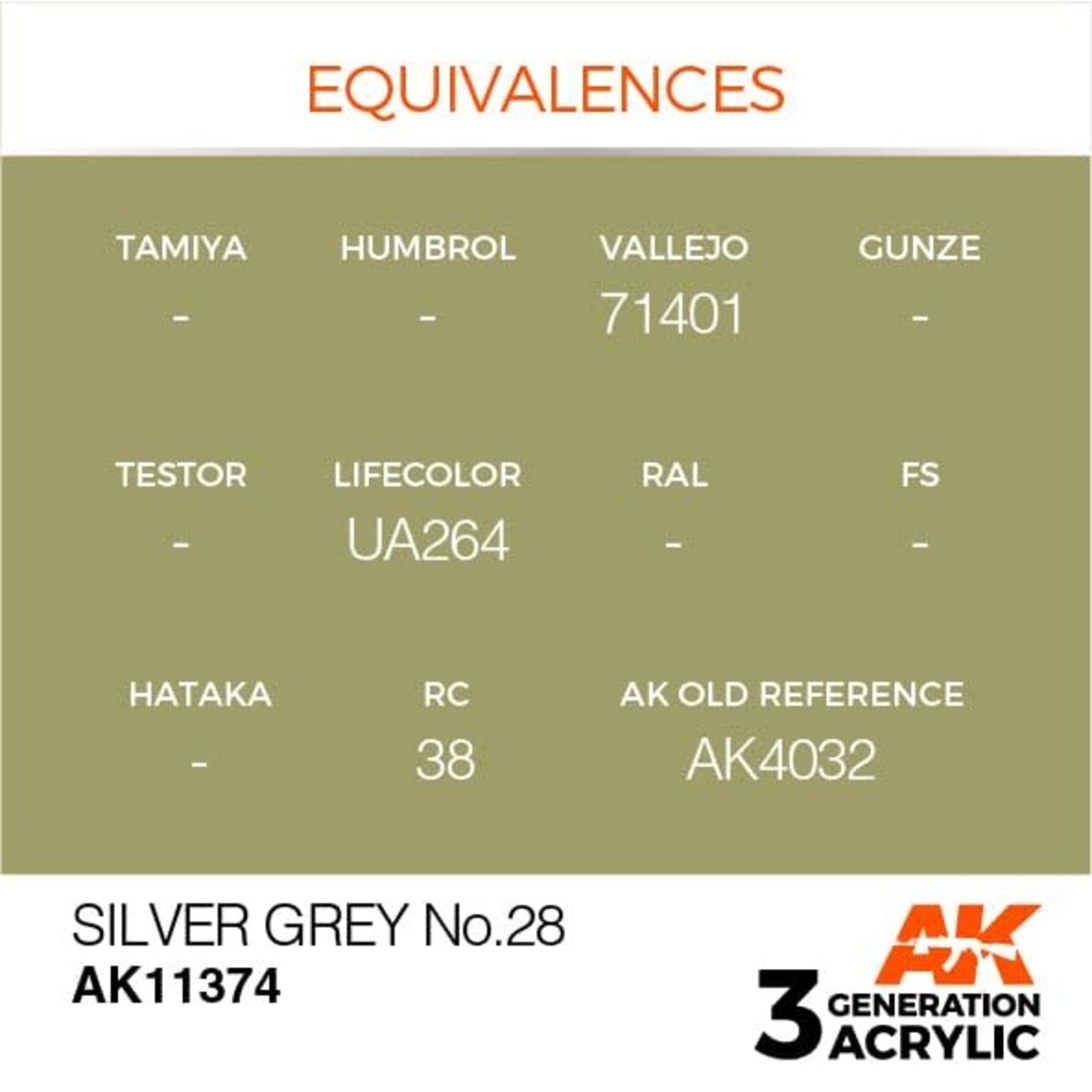AK Interactive AK11374 3G AFV Silver Grey No.28 17ml