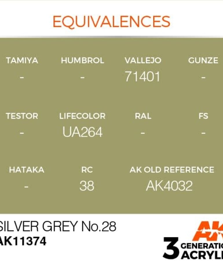 AK Interactive AK11374 3G AFV Silver Grey No.28 17ml