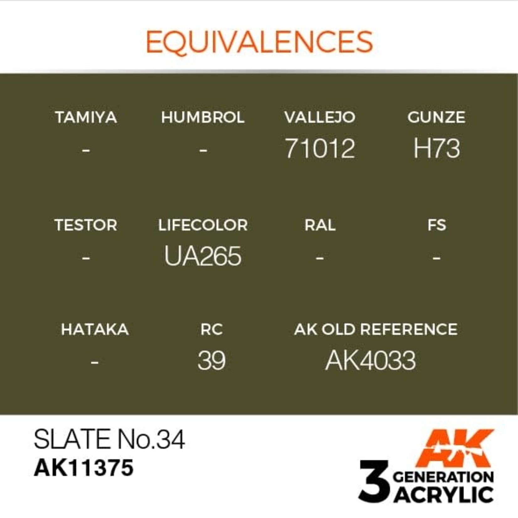 AK Interactive AK11375 3G AFV Slate No.34 17ml