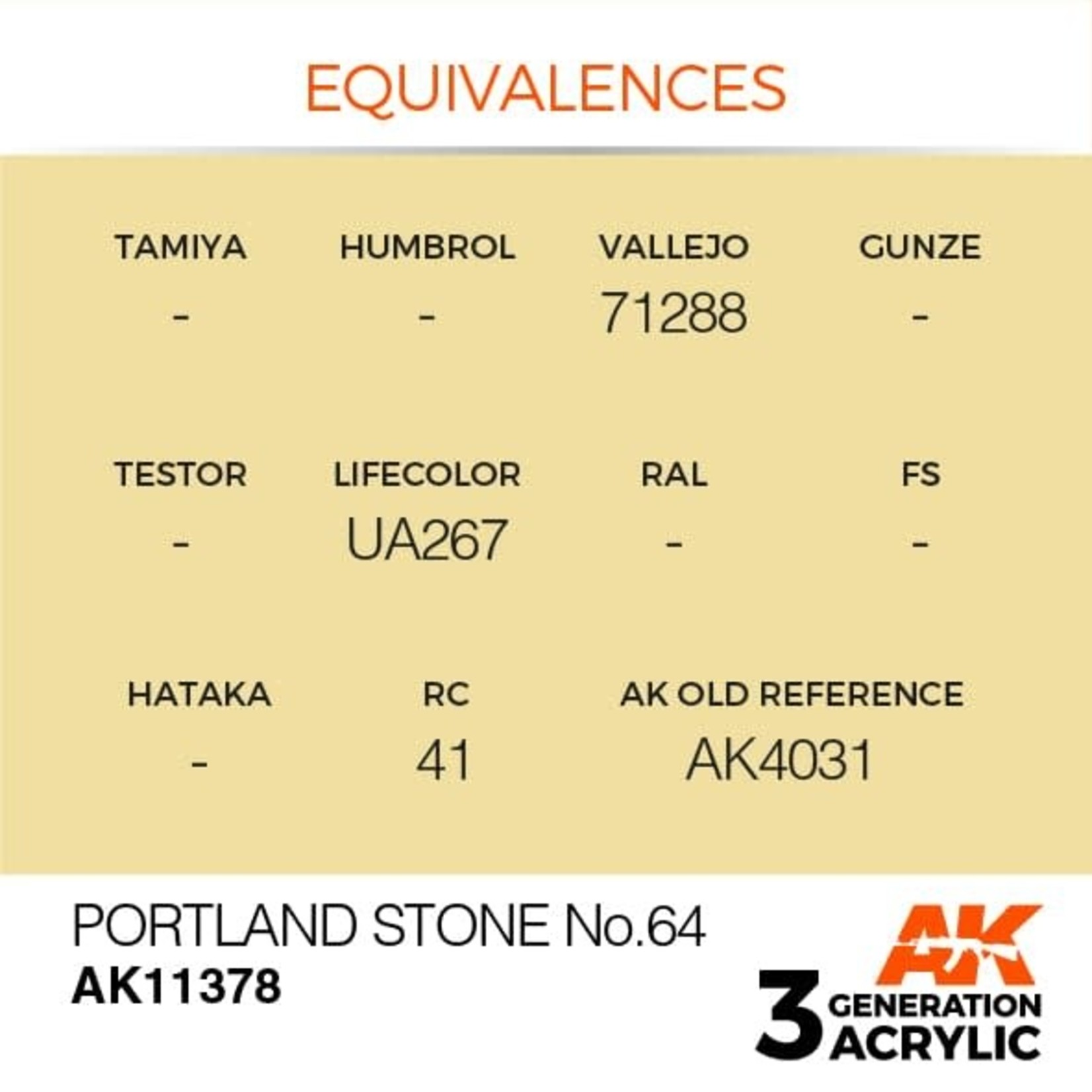 AK Interactive AK11378 3G AFV Portland Stone No.64 17ml