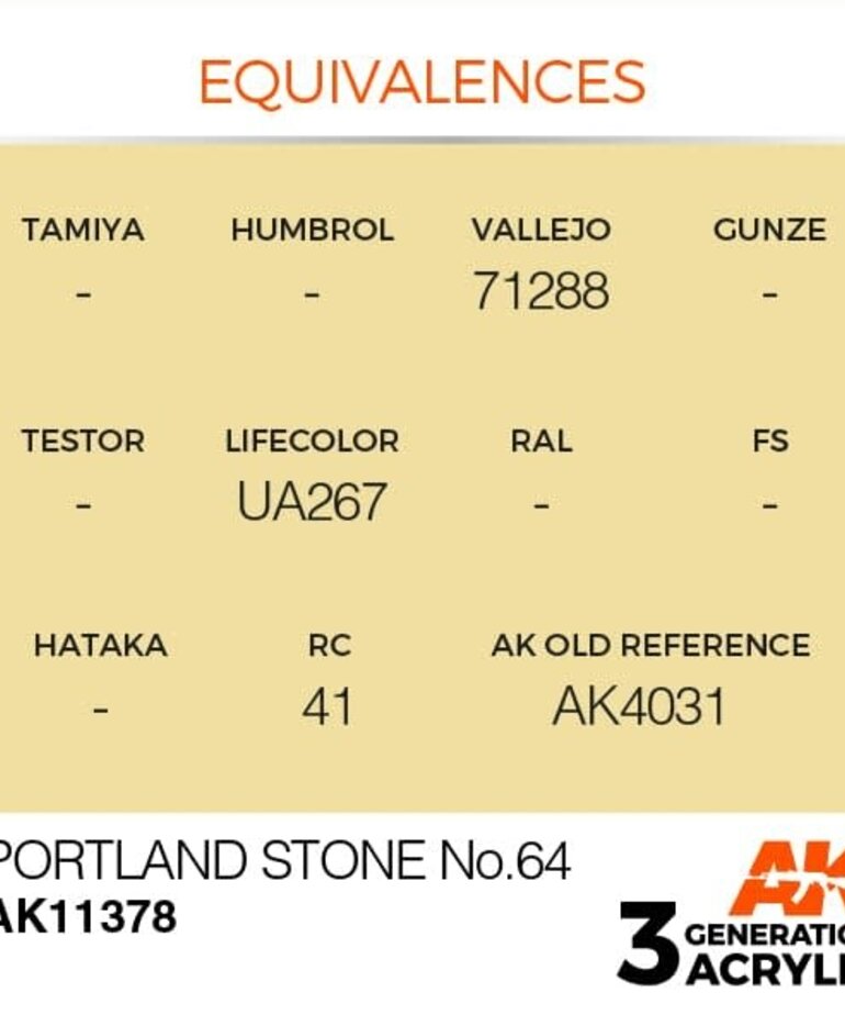 AK Interactive AK11378 3G AFV Portland Stone No.64 17ml