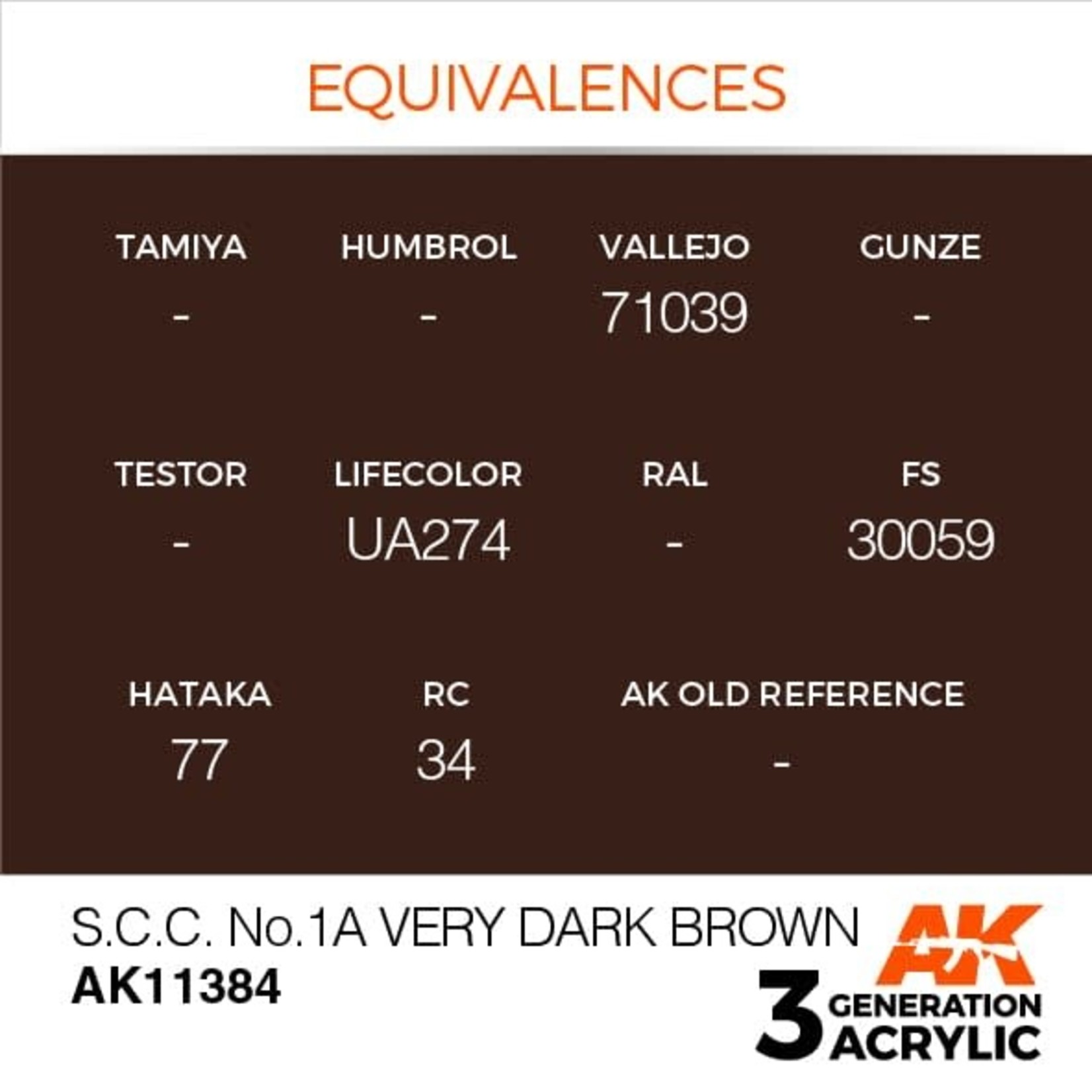 AK Interactive AK11384 3G AFV S.C.C. No.1A Very Dark Brown 17ml