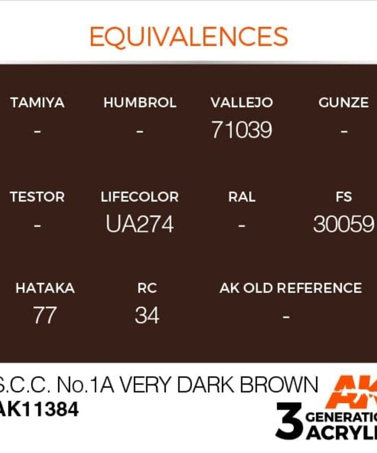 AK Interactive AK11384 3G AFV S.C.C. No.1A Very Dark Brown 17ml