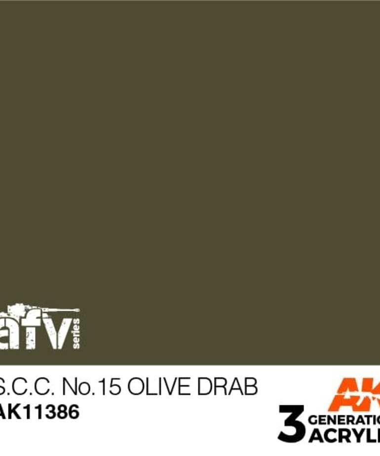 AK Interactive AK11386 3G AFV S.C.C. No.15 Olive Drab 17ml