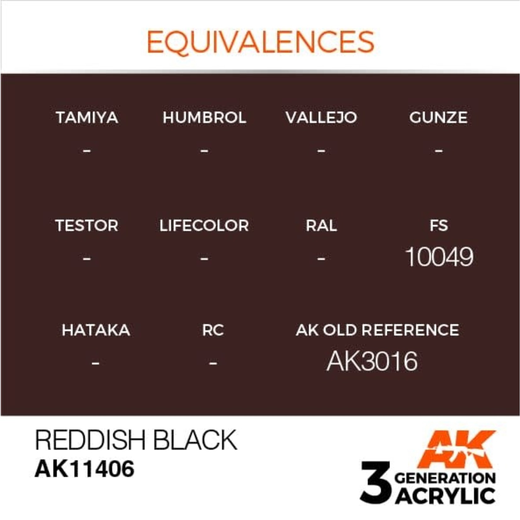 AK Interactive AK11406 3G Figure Reddish Black 17ml