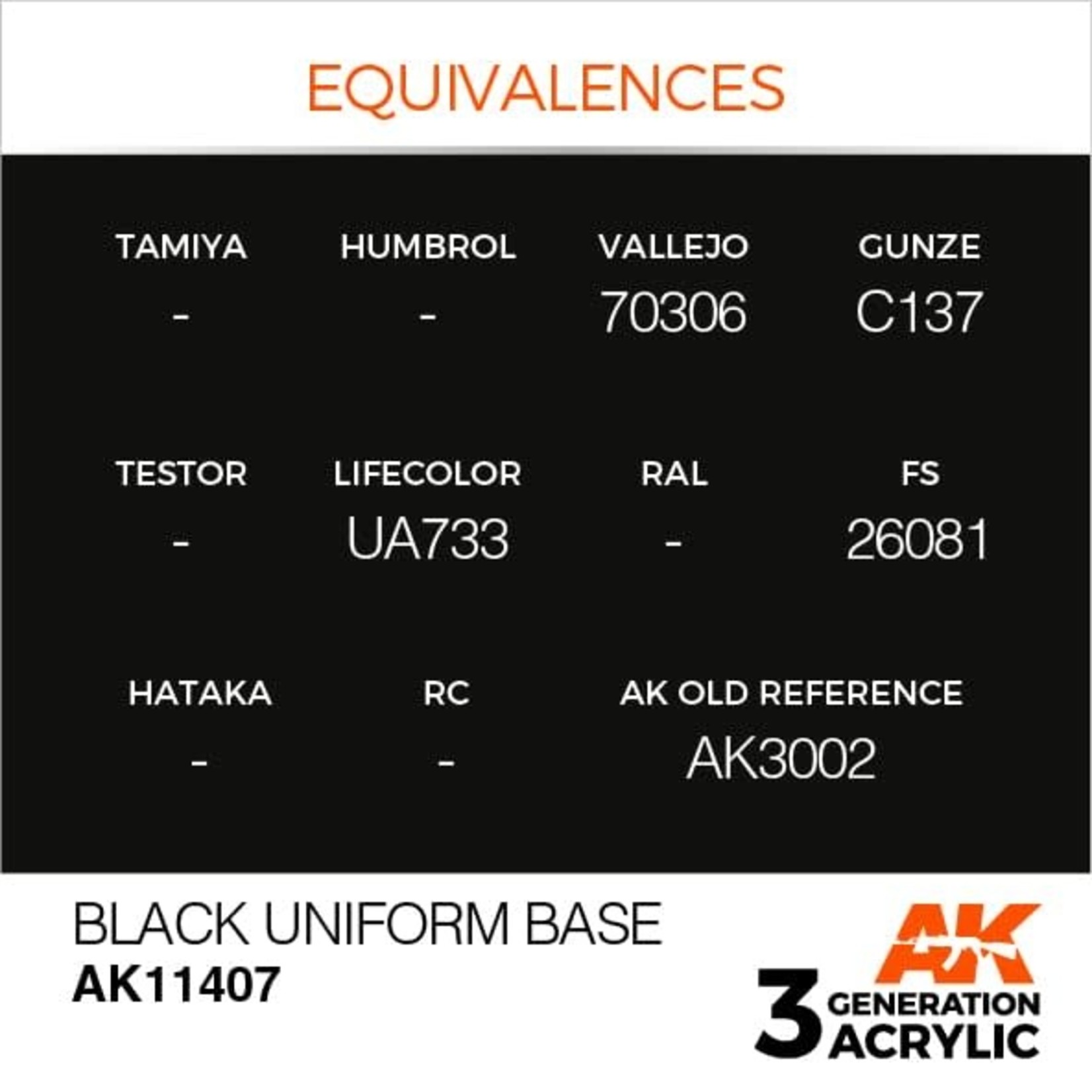 AK Interactive AK11407 3G Figure Black Uniform Base 17ml