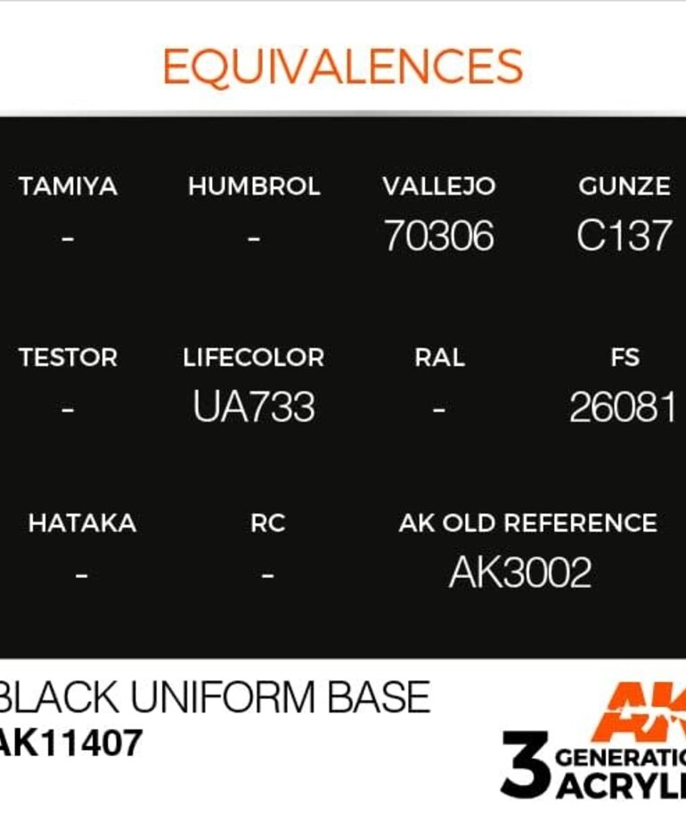 AK Interactive AK11407 3G Figure Black Uniform Base 17ml