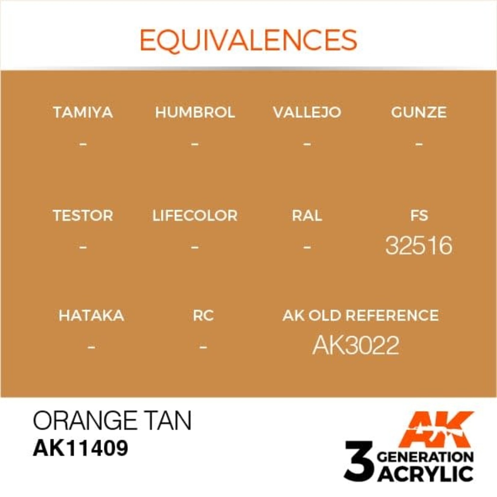 AK Interactive AK11409 3G Figure Orange Tan 17ml