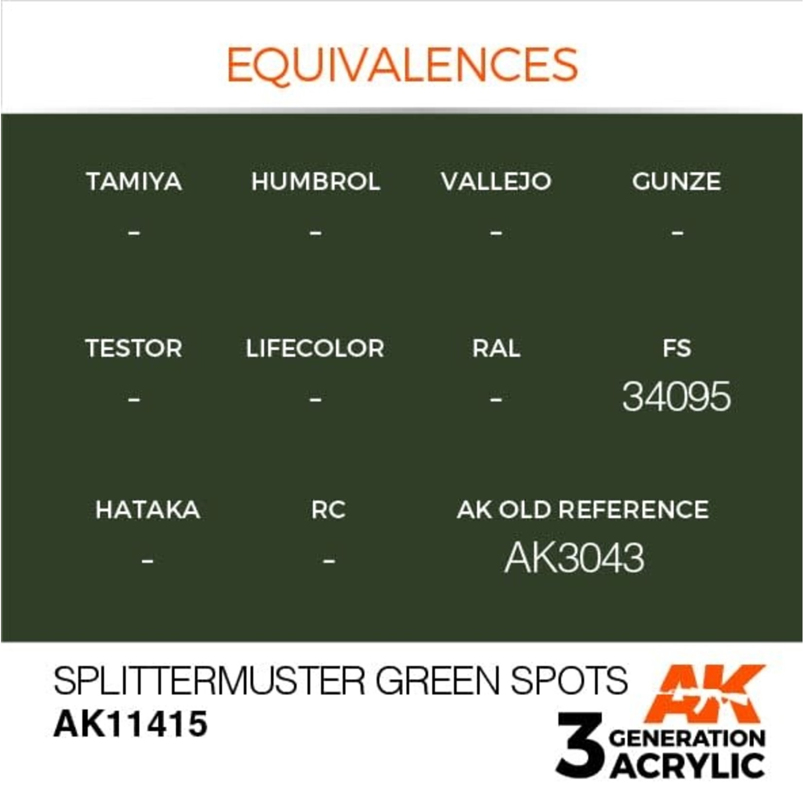 AK Interactive AK11415 3G Figure Splittermuster Green Spots 17ml