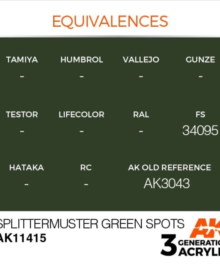 AK Interactive AK11415 3G Figure Splittermuster Green Spots 17ml