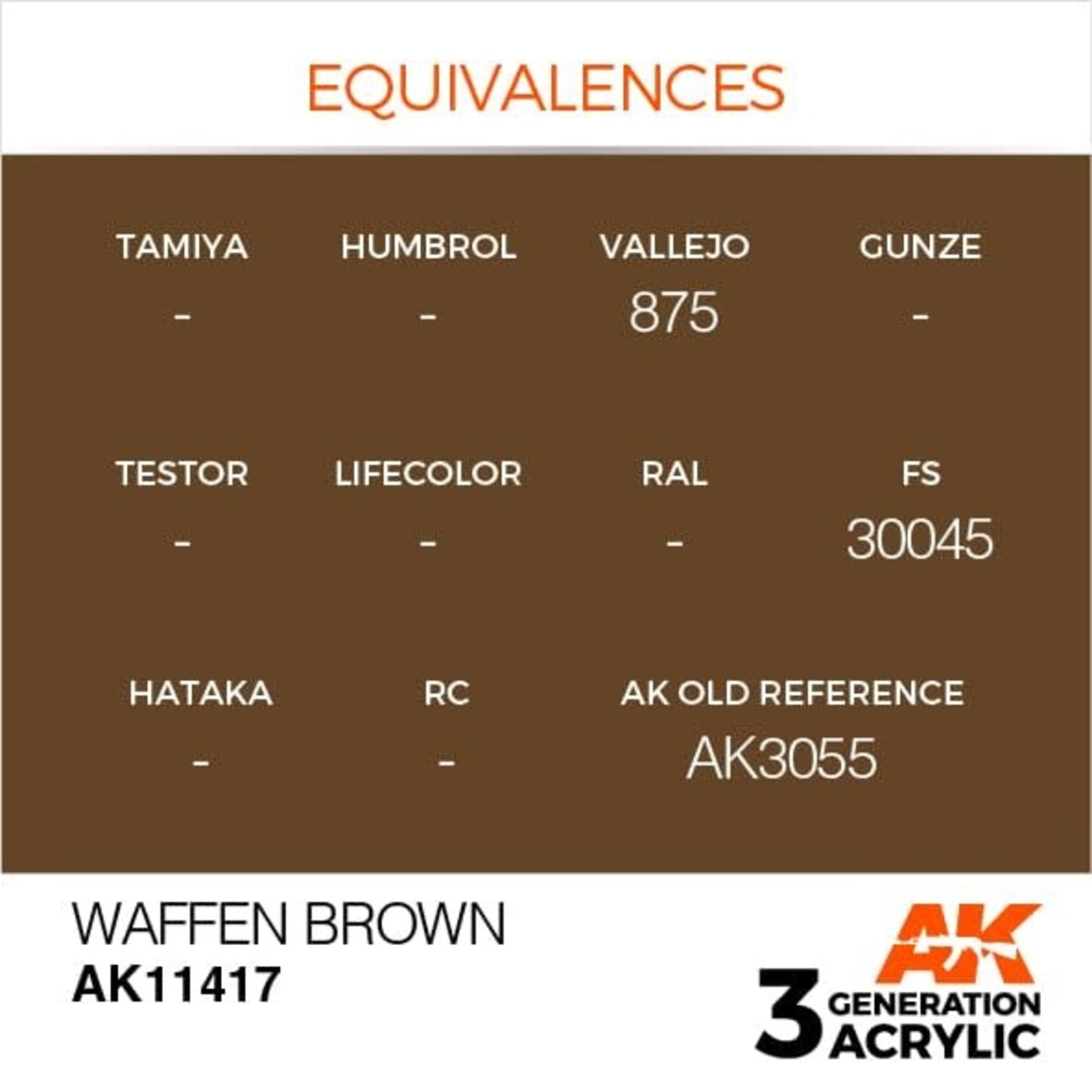 AK Interactive AK11417 3G Figure Waffen Brown 17ml