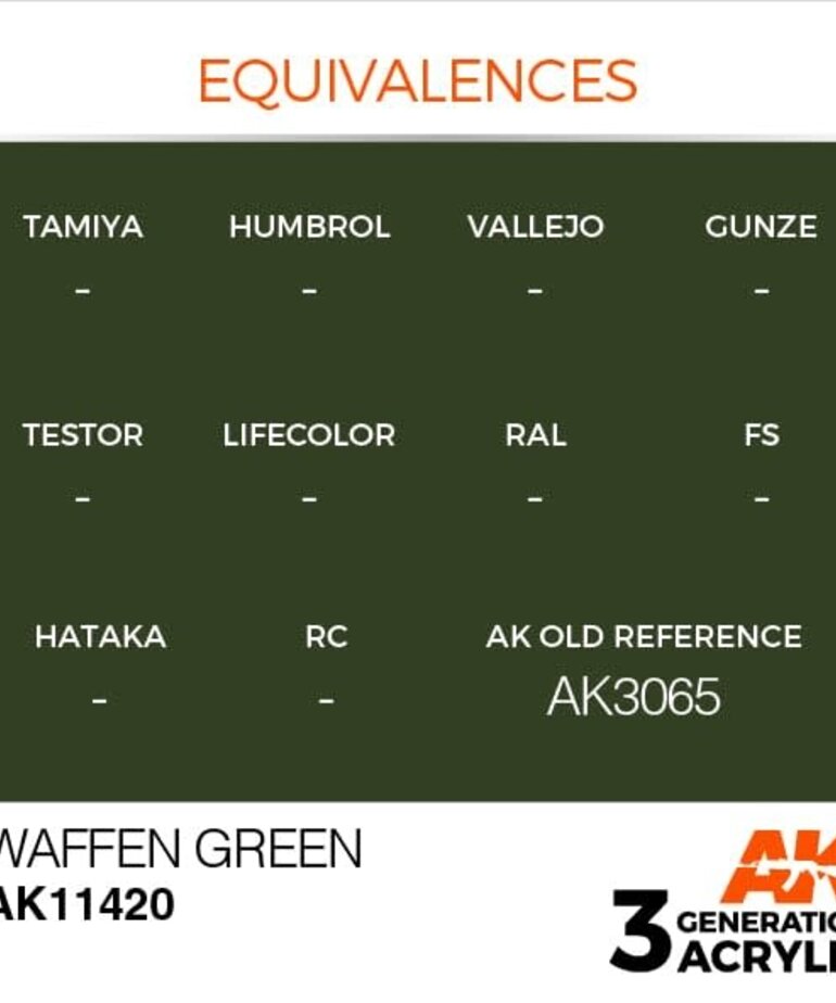 AK Interactive AK11420 3G Figure Waffen Green 17ml