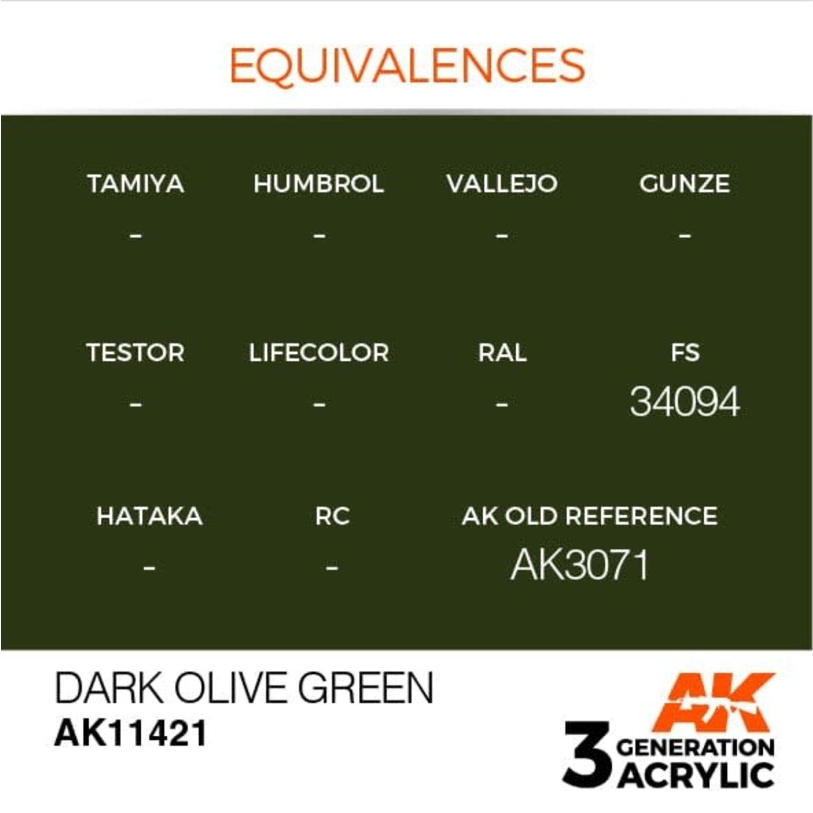 AK Interactive AK11421 3G Figure Dark Olive Green 17ml